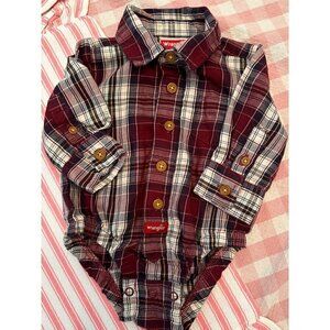 Wrangler Plaid One Piece Collared Outfit Size 3M